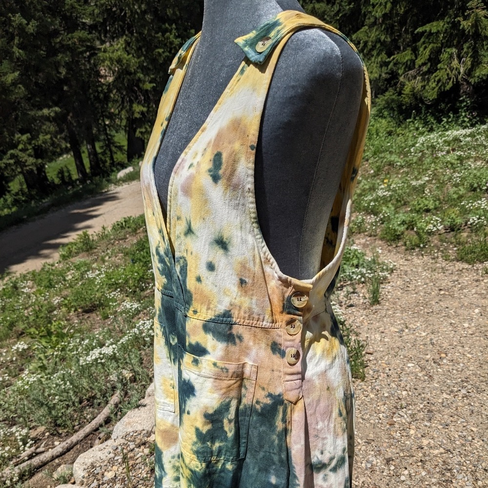 Earthbound Trading Co. Tie Dye Wide Leg Overall Jumpsuit M Festival Boho Hippie - Picture 3 of 16